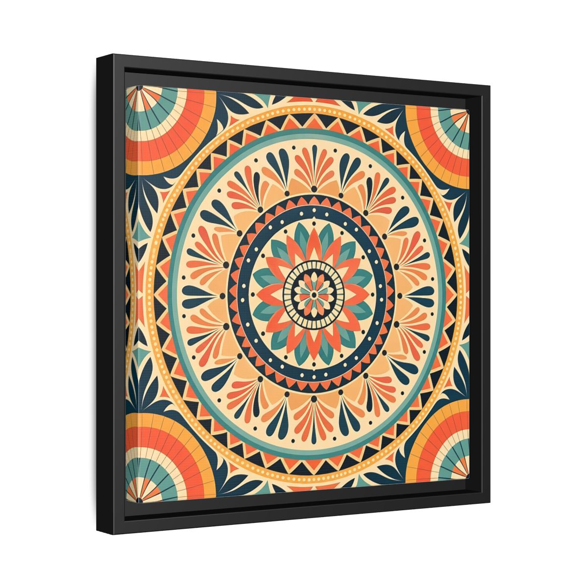 Side Mockup 32. Abstract Mandala Bohemian Mandala Pattern shown as stretched canvas wall art