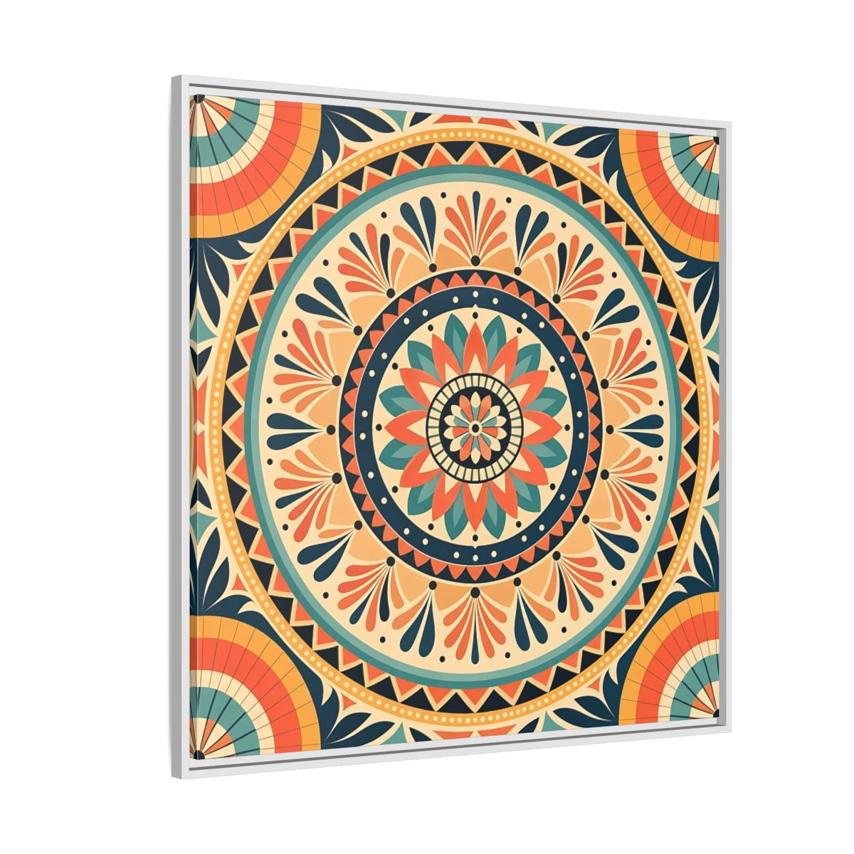 Side Mockup 4. Abstract Mandala Bohemian Mandala Pattern shown as stretched canvas wall art