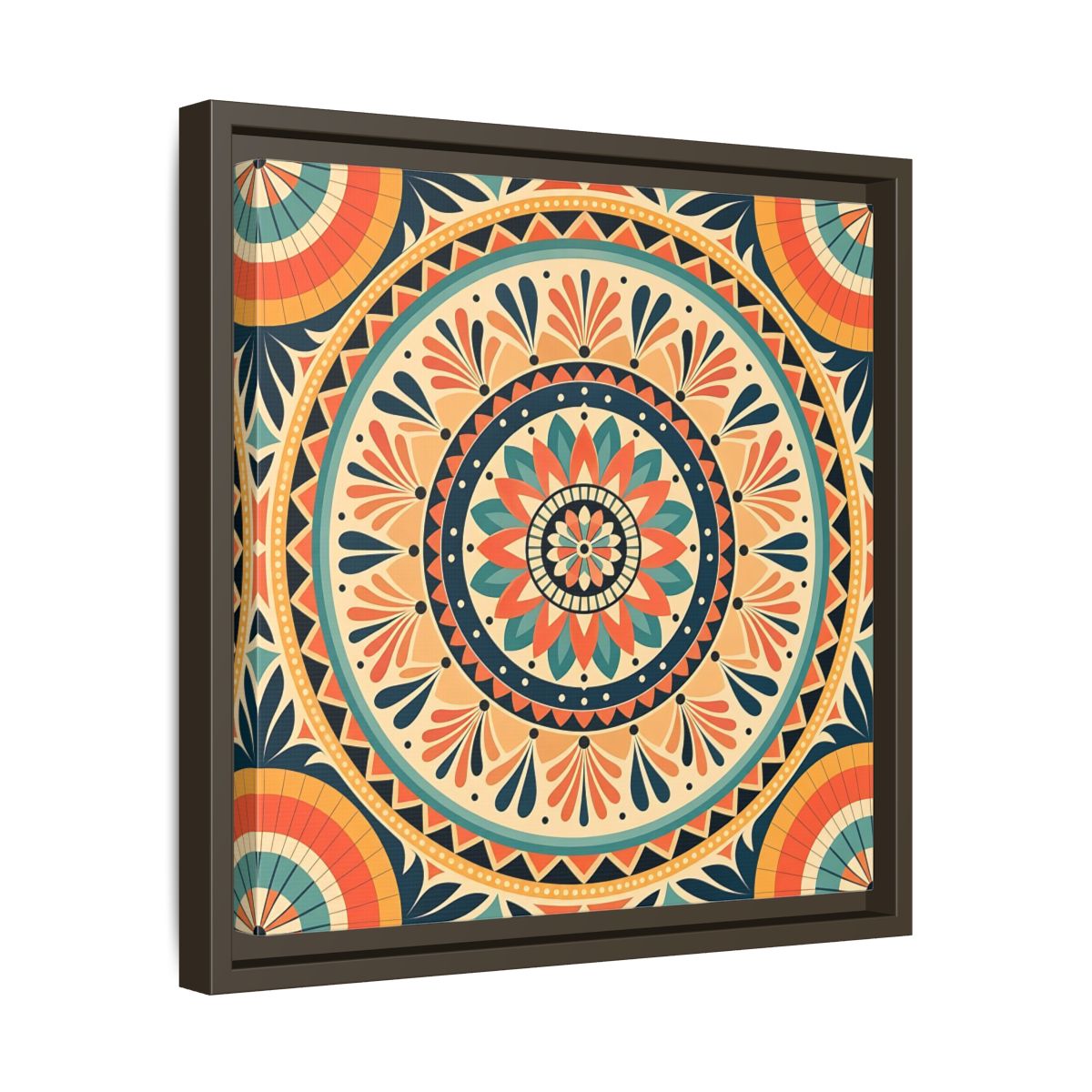 Side Mockup 29. Abstract Mandala Bohemian Mandala Pattern shown as stretched canvas wall art