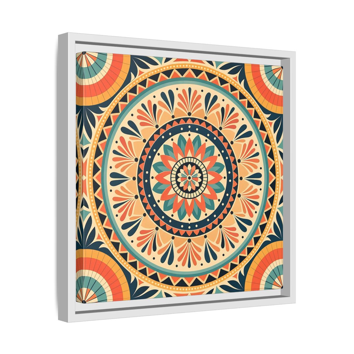 Side Mockup 28. Abstract Mandala Bohemian Mandala Pattern shown as stretched canvas wall art
