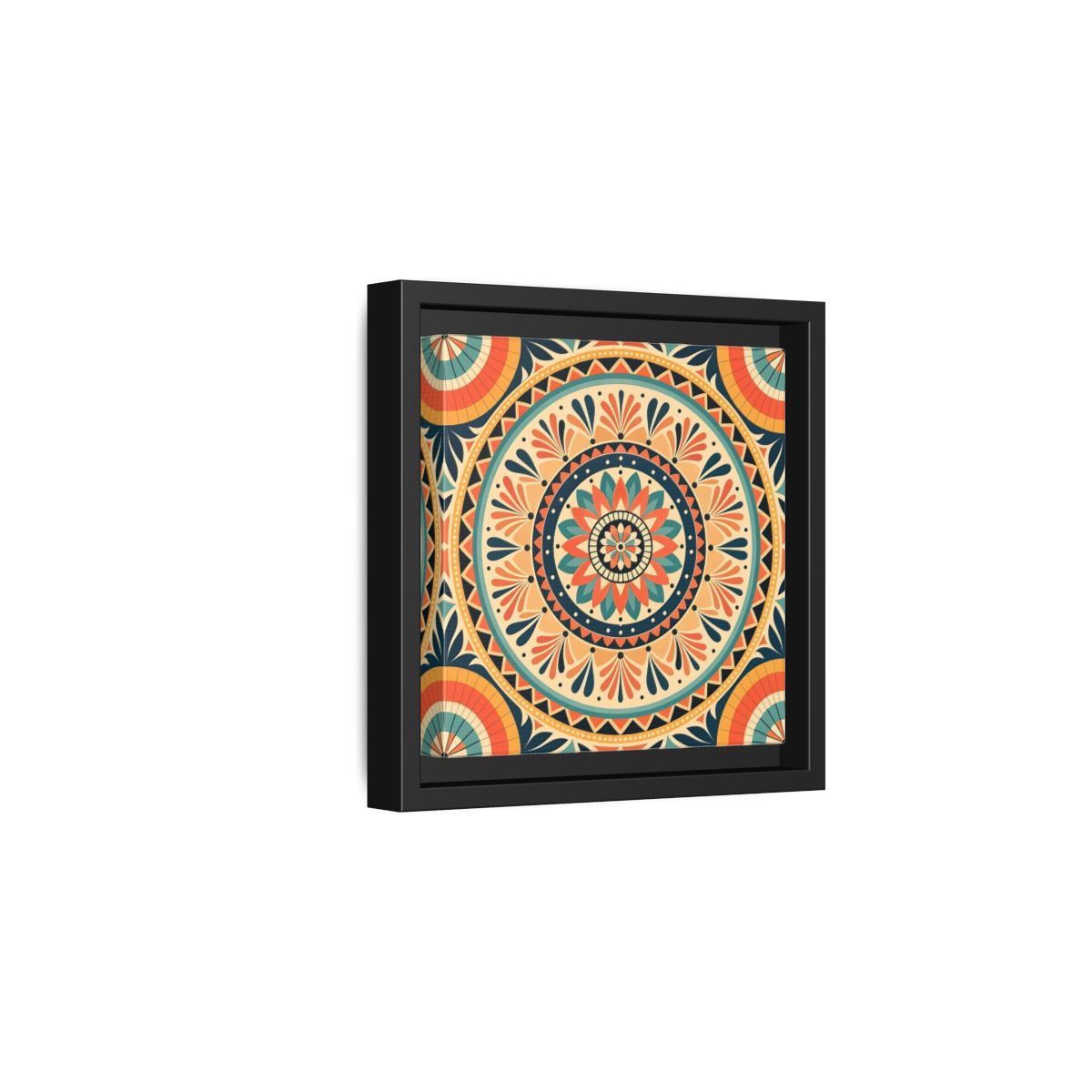 Side Mockup 3. Abstract Mandala Bohemian Mandala Pattern shown as stretched canvas wall art