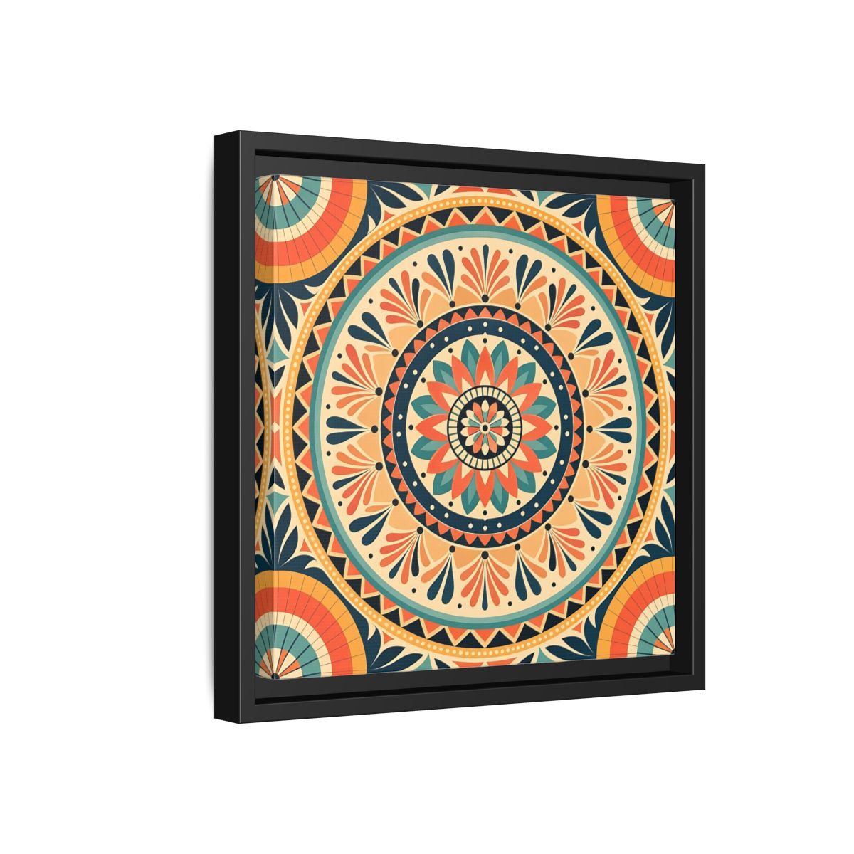Side Mockup 18. Abstract Mandala Bohemian Mandala Pattern shown as stretched canvas wall art