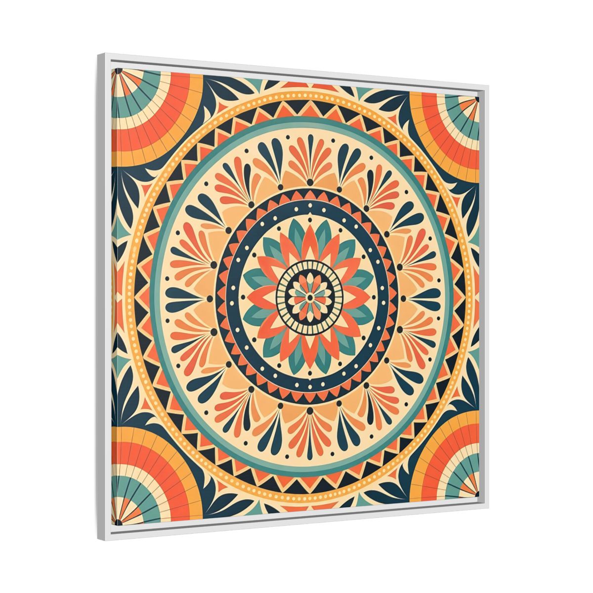 Side Mockup 25. Abstract Mandala Bohemian Mandala Pattern shown as stretched canvas wall art