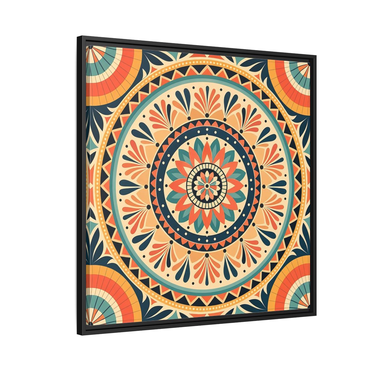 Side Mockup 9. Abstract Mandala Bohemian Mandala Pattern shown as stretched canvas wall art
