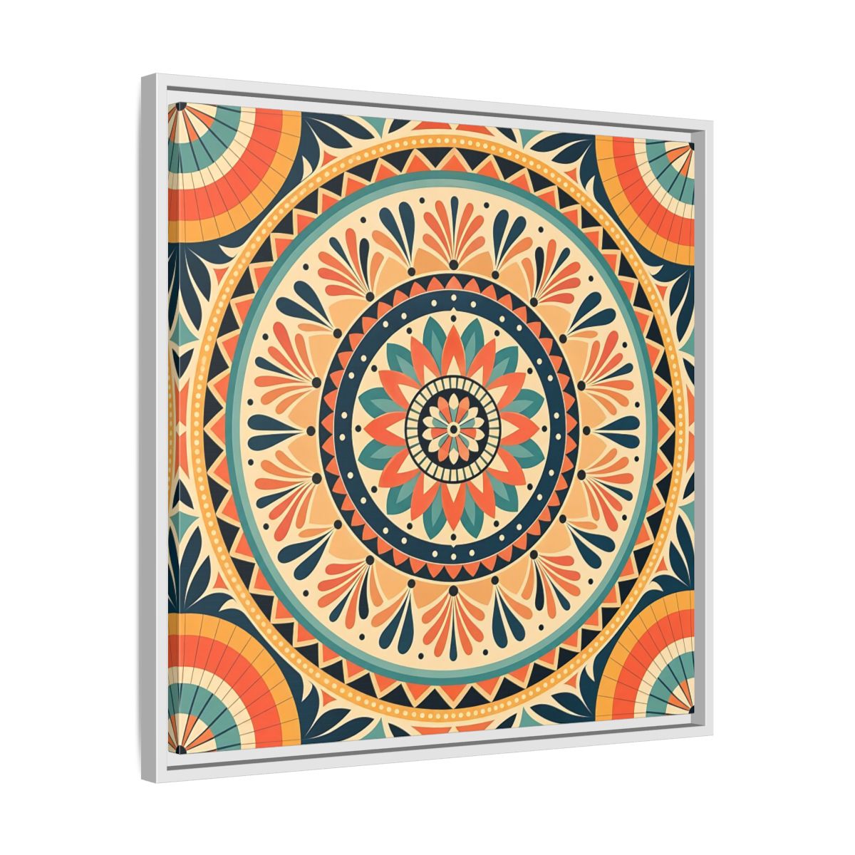 Side Mockup 26. Abstract Mandala Bohemian Mandala Pattern shown as stretched canvas wall art