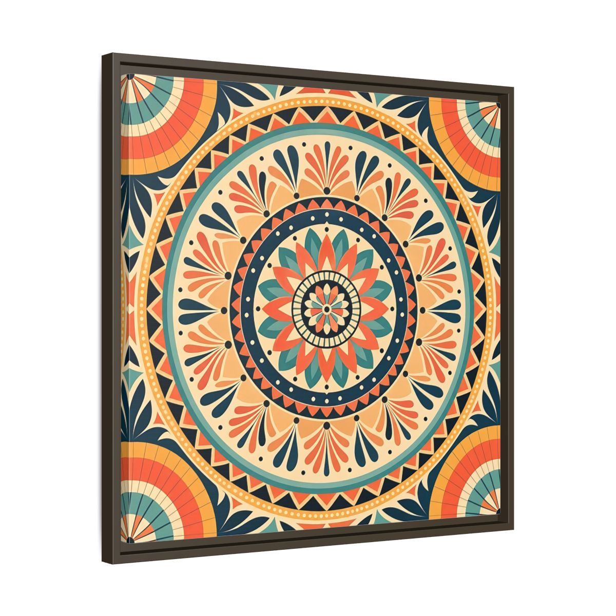 Side Mockup 27. Abstract Mandala Bohemian Mandala Pattern shown as stretched canvas wall art