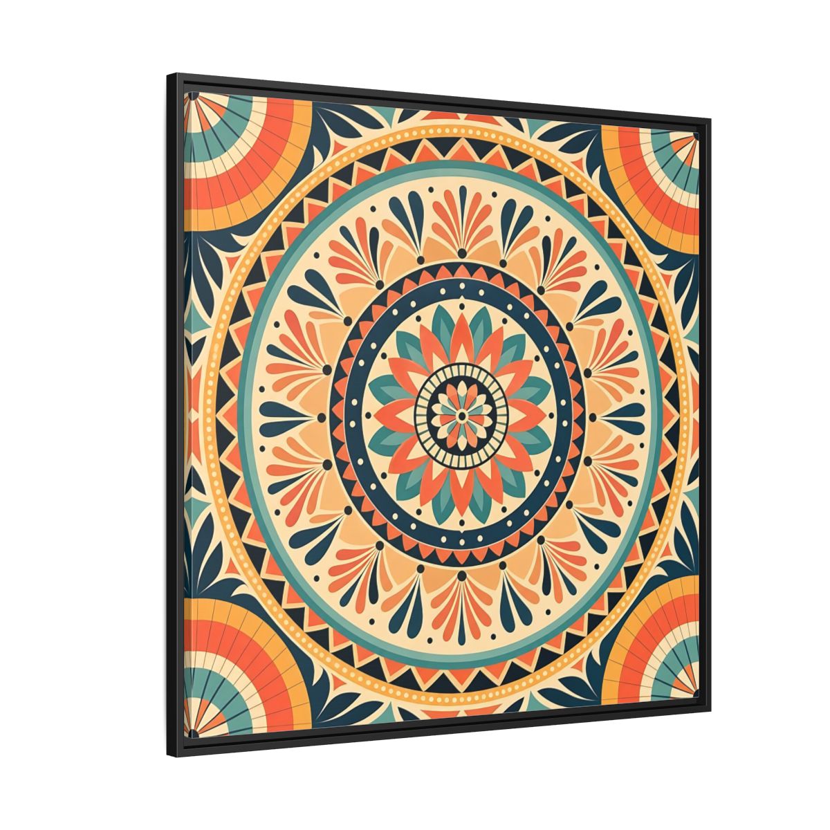 Side Mockup 6. Abstract Mandala Bohemian Mandala Pattern shown as stretched canvas wall art