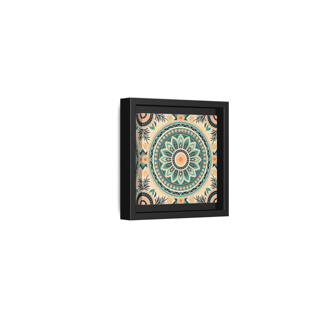 Side Mockup 24. Abstract Mandala Teal Orange Mandala shown as stretched canvas wall art
