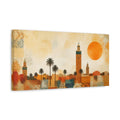 Side Mockup 3. Abstract Minaret City Moroccan Cityscape shown as stretched canvas wall art