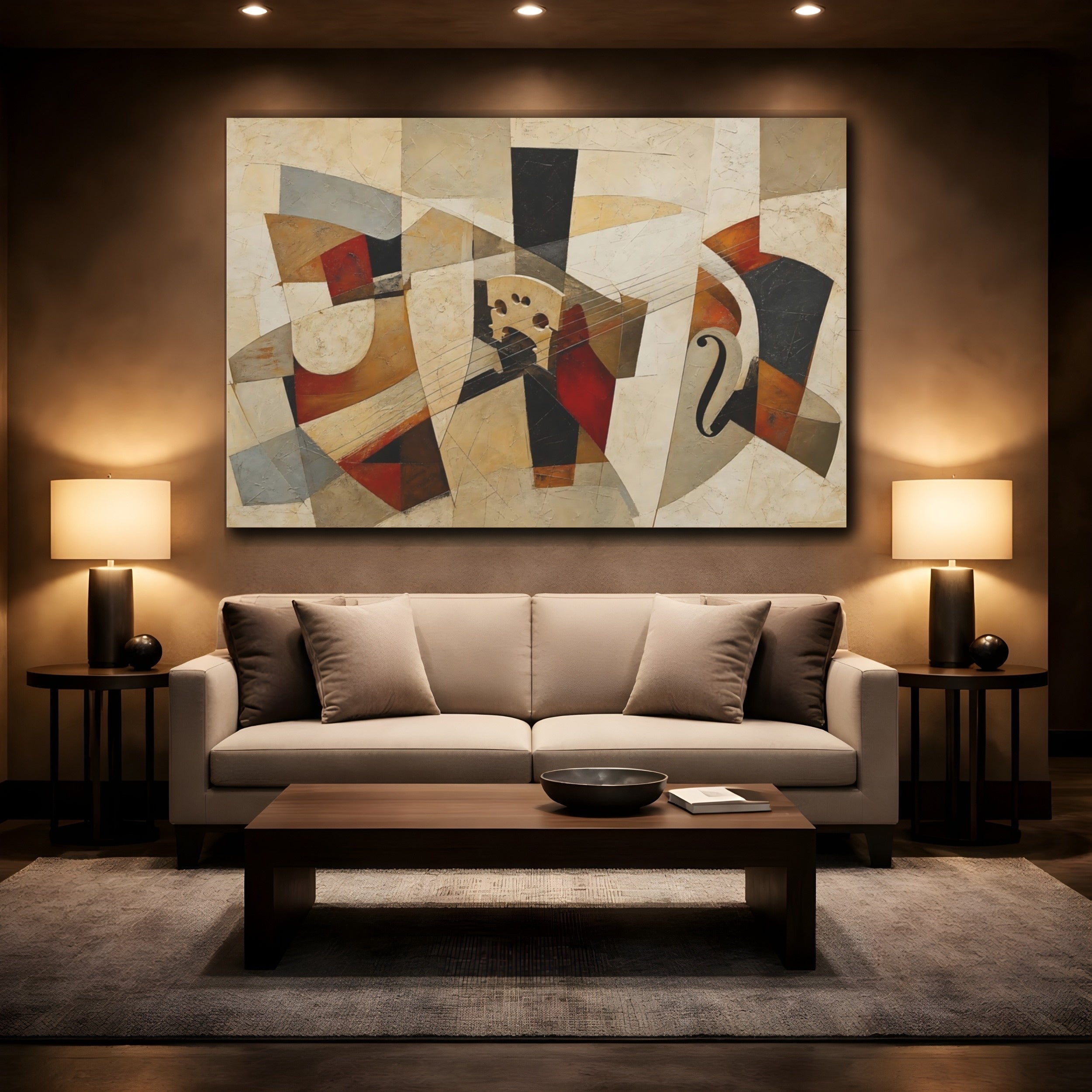 Mockup 2. Abstract Musical Instruments Abstract Music Art shown as stretched canvas wall art
