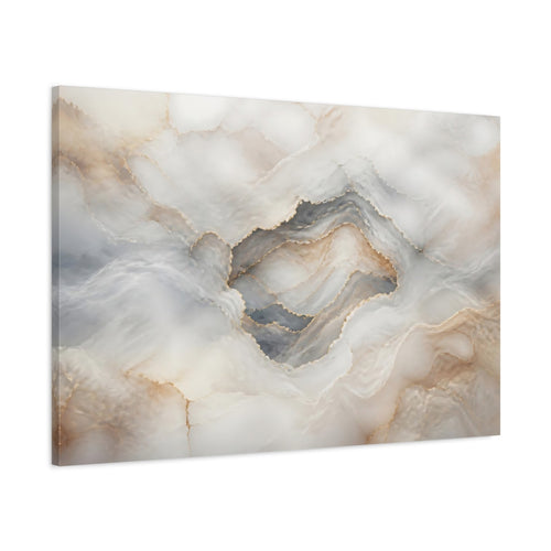 Main Mockup. Abstract Onyx Texture White Gold Abstract shown as stretched canvas wall art