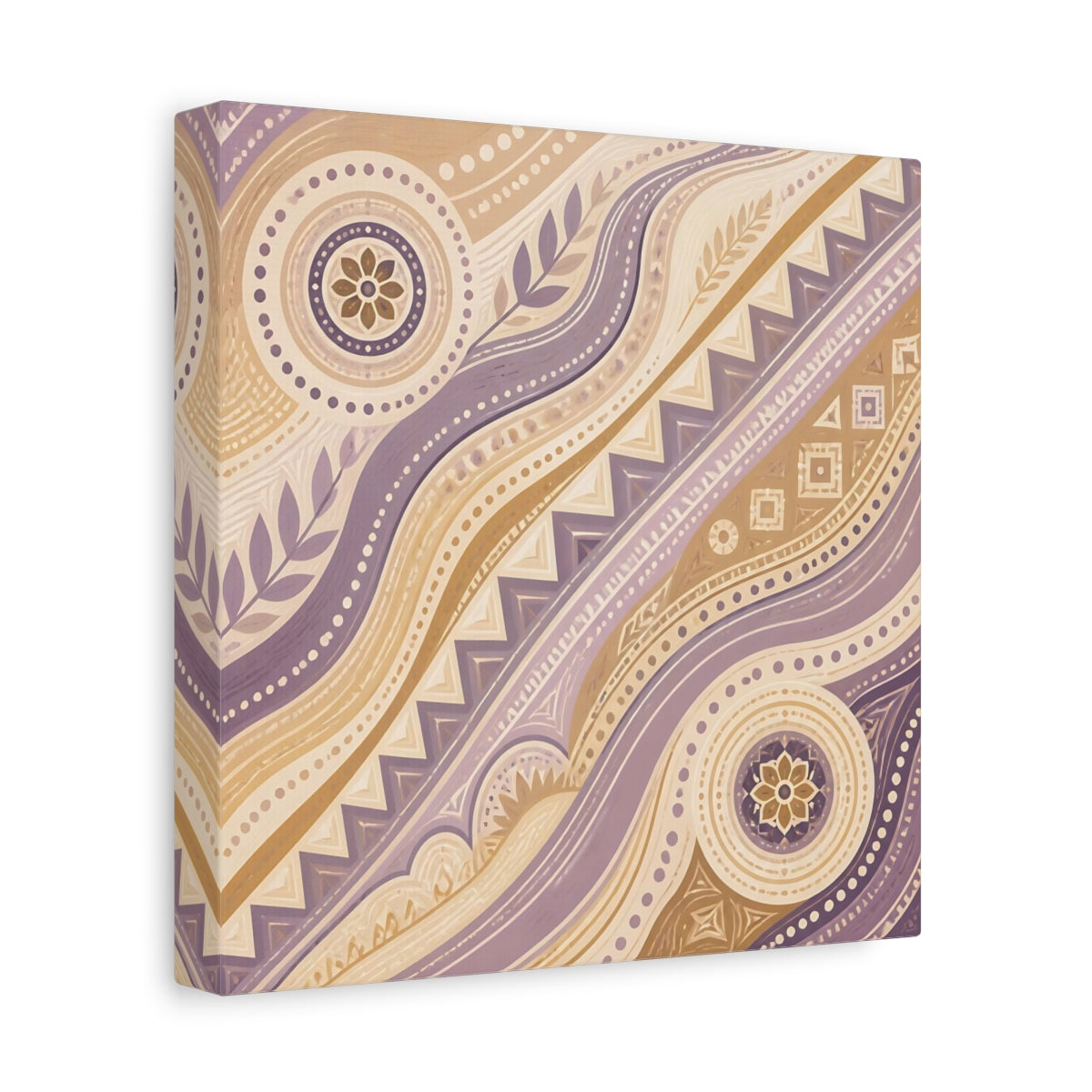 Side Mockup 9. Abstract Abstract Pattern Purple Beige Pattern shown as stretched canvas wall art