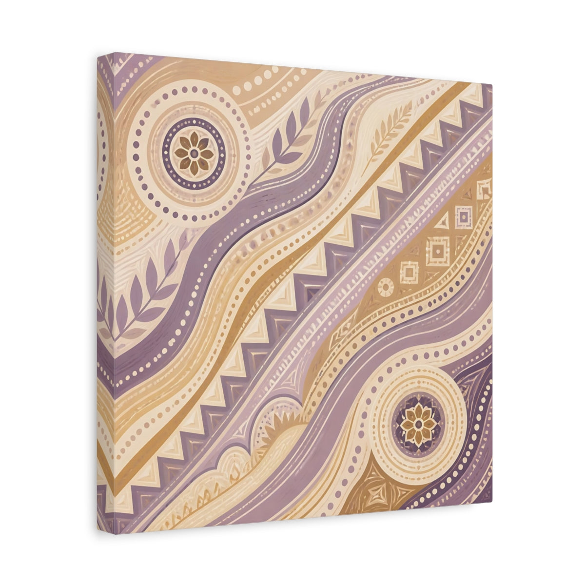Side Mockup 7. Abstract Abstract Pattern Purple Beige Pattern shown as stretched canvas wall art