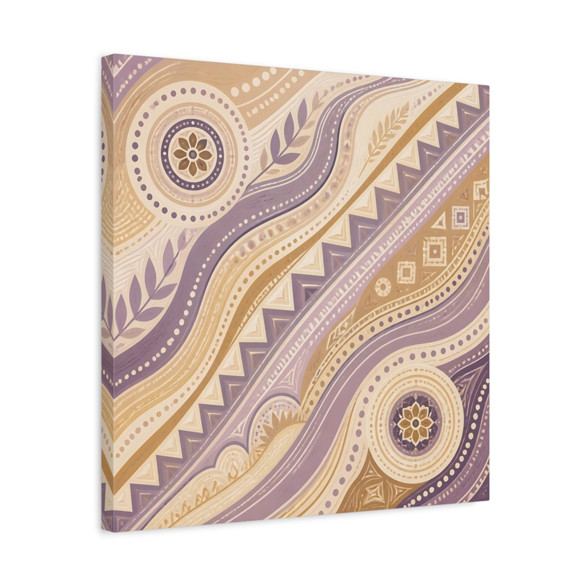 Side Mockup 5. Abstract Abstract Pattern Purple Beige Pattern shown as stretched canvas wall art