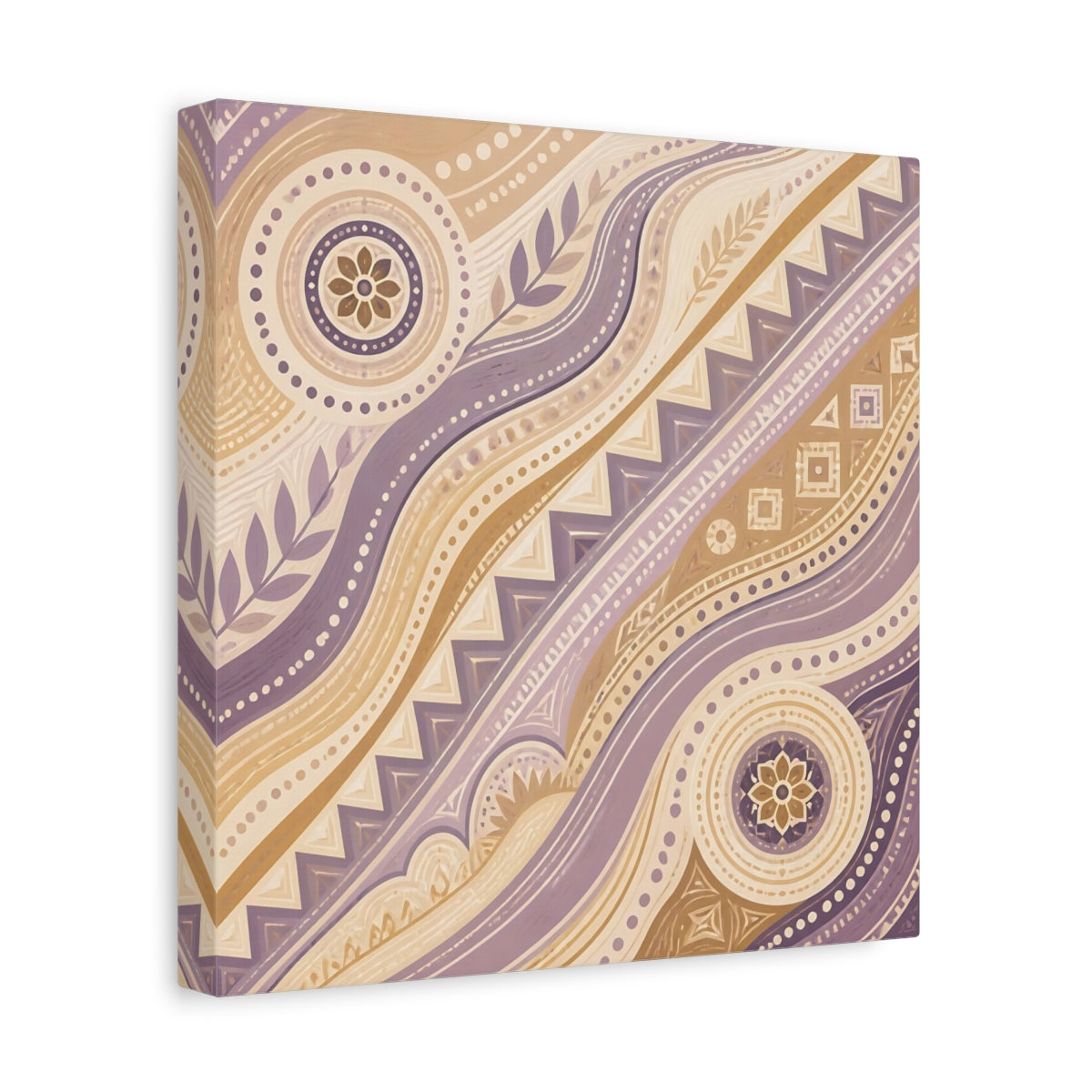 Side Mockup 8. Abstract Abstract Pattern Purple Beige Pattern shown as stretched canvas wall art