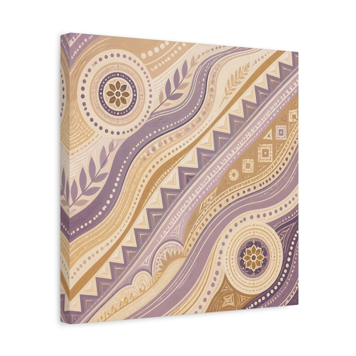 Side Mockup 6. Abstract Abstract Pattern Purple Beige Pattern shown as stretched canvas wall art