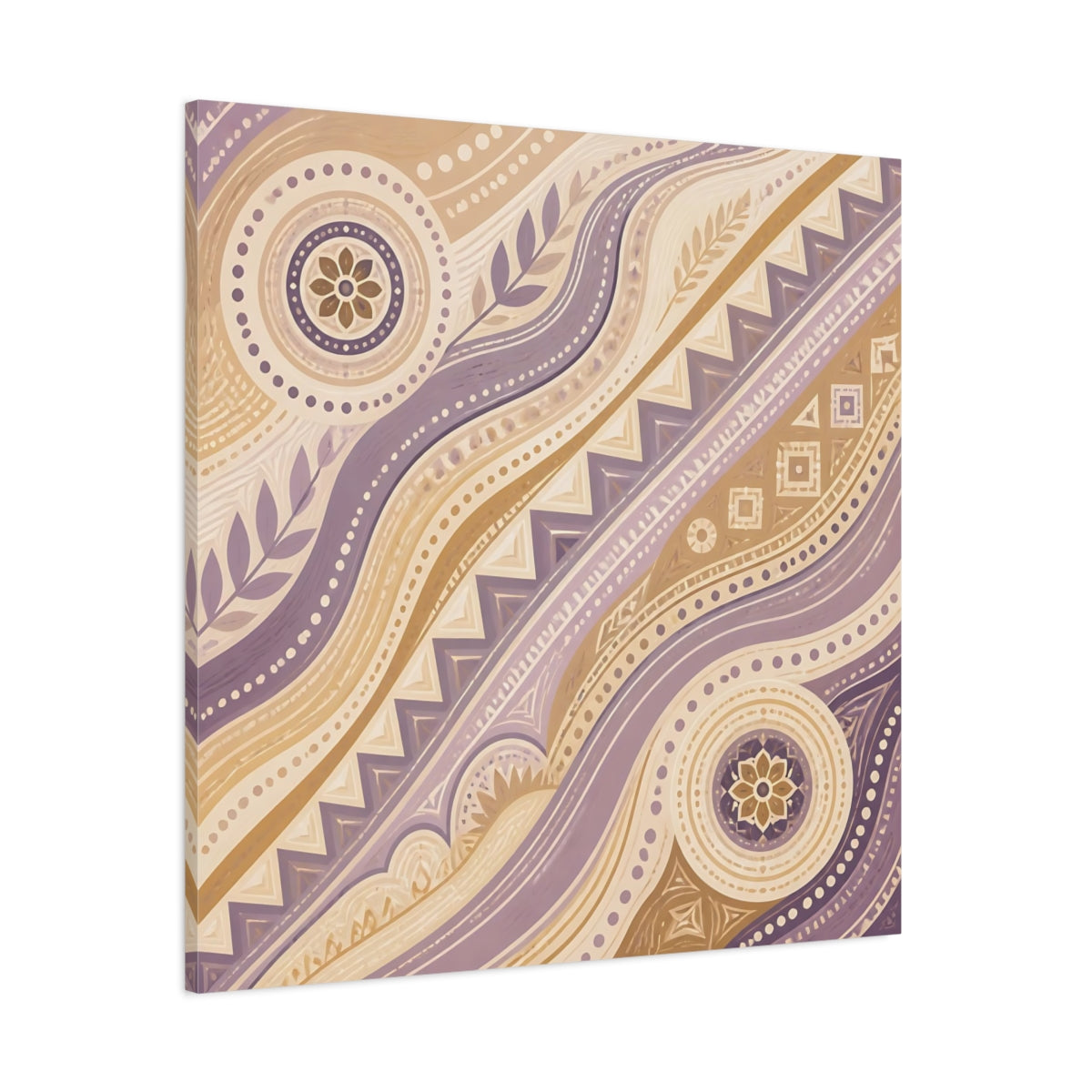 Side Mockup 1. Abstract Abstract Pattern Purple Beige Pattern shown as stretched canvas wall art