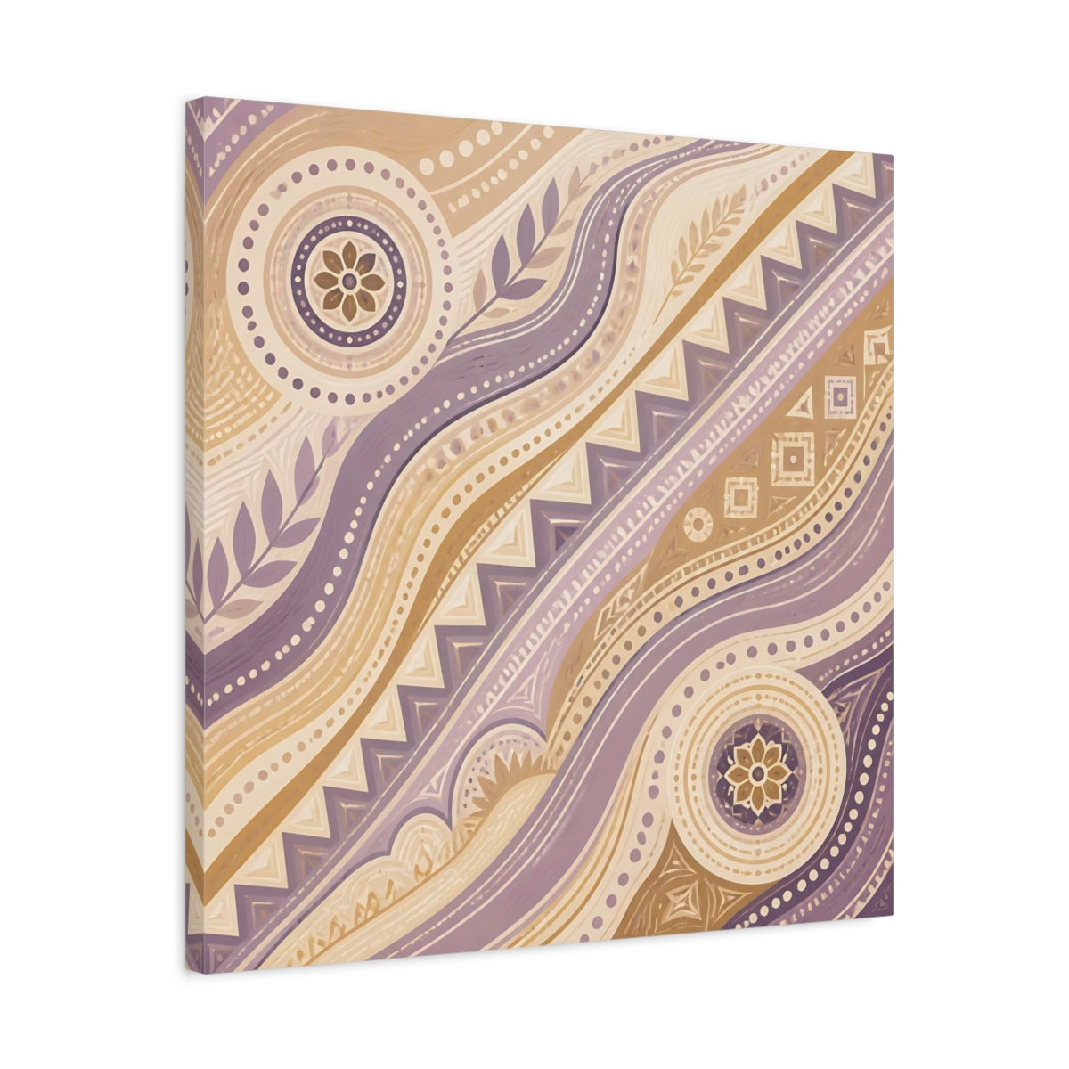 Side Mockup 4. Abstract Abstract Pattern Purple Beige Pattern shown as stretched canvas wall art