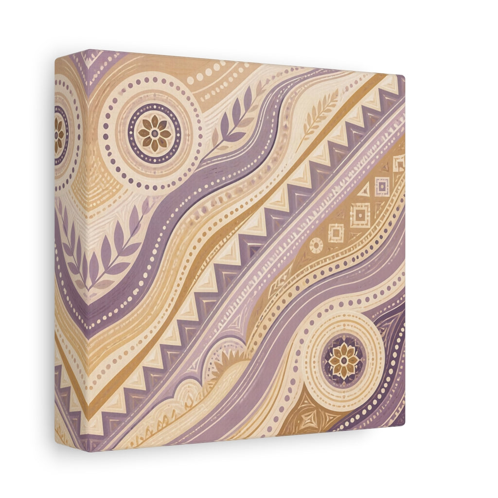 Side Mockup 2. Abstract Abstract Pattern Purple Beige Pattern shown as stretched canvas wall art