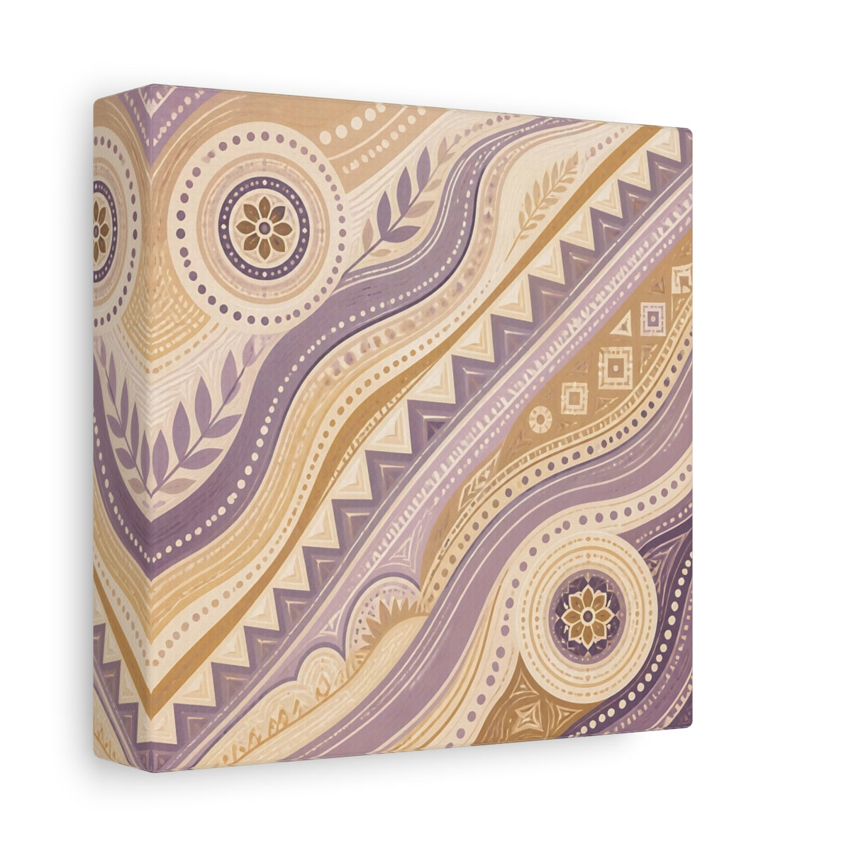 Side Mockup 2. Abstract Abstract Pattern Purple Beige Pattern shown as stretched canvas wall art