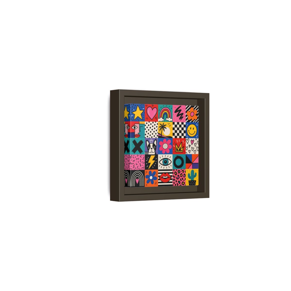 Side Mockup 23. Abstract Pop Art Symbols Multi-Color Pop Art shown as stretched canvas wall art