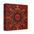 Side Mockup 2. Abstract Radial Pattern Red And Gold shown as stretched canvas wall art