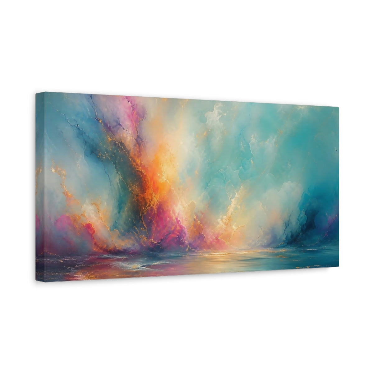 Side Mockup 3. Abstract Abstract Seascape Vibrant Seascape Art shown as stretched canvas wall art