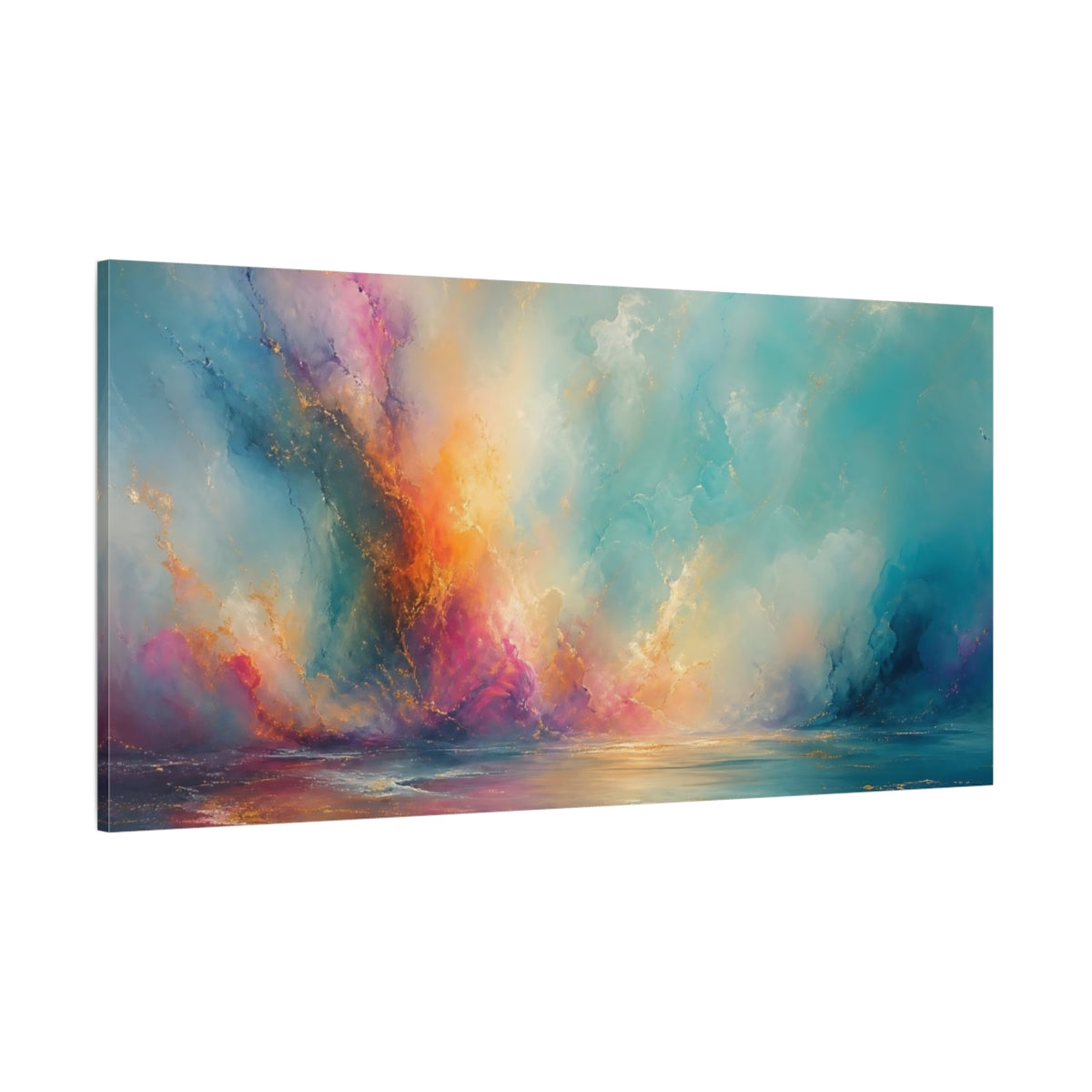 Side Mockup 2. Abstract Abstract Seascape Vibrant Seascape Art shown as stretched canvas wall art