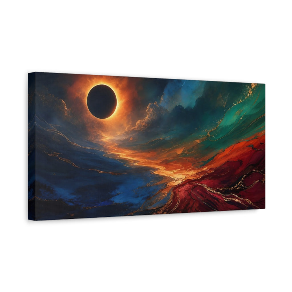 Side Mockup 3. Abstract Solar Eclipse Solar Eclipse Abstract shown as stretched canvas wall art