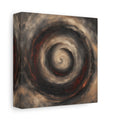 Side Mockup 2. Abstract Spiral Brown Red Swirl shown as stretched canvas wall art