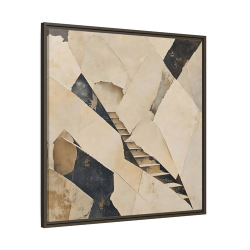 Main Mockup. Abstract Stairs Beige And Black shown as stretched canvas wall art