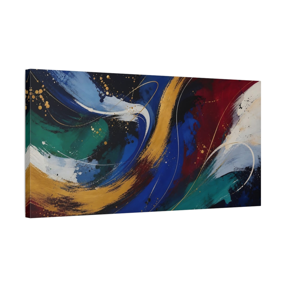 Side Mockup 1. Abstract Abstract Strokes Abstract Multicolor shown as stretched canvas wall art