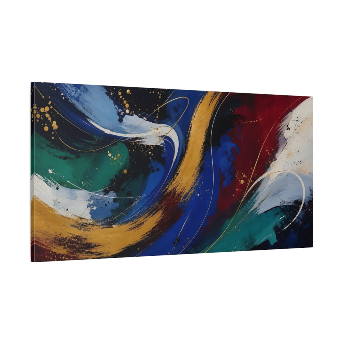 Side Mockup 2. Abstract Abstract Strokes Abstract Multicolor shown as stretched canvas wall art