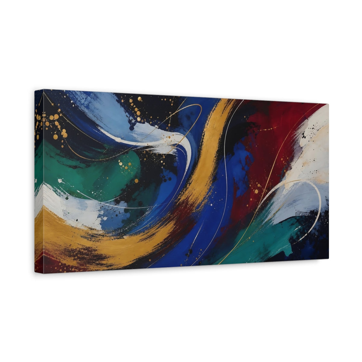 Side Mockup 3. Abstract Abstract Strokes Abstract Multicolor shown as stretched canvas wall art