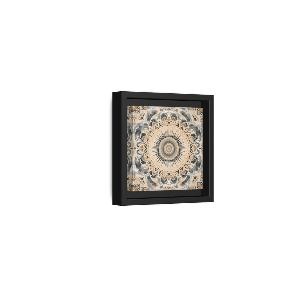 Side Mockup 24. Abstract Sunburst Mandala Black Gold Mandala shown as stretched canvas wall art