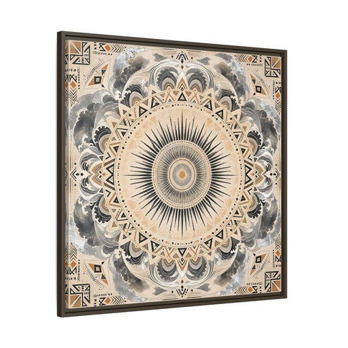 Main Mockup. Abstract Sunburst Mandala Black Gold Mandala shown as stretched canvas wall art