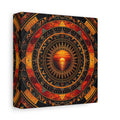 Side Mockup 2. Abstract Sunset Orange Black Geometric shown as stretched canvas wall art