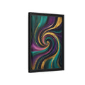 Side Mockup 6. Abstract Abstract Swirl Teal Purple Gold Swirl shown as stretched canvas wall art