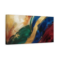 Side Mockup 3. Abstract Abstract Swirls Blue Green Gold shown as stretched canvas wall art