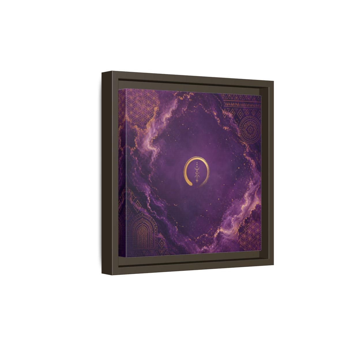 Side Mockup 20. Abstract Abstract Symbol Purple And Gold shown as stretched canvas wall art