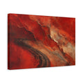 Side Mockup 4. Abstract Tire Tracks Red And Black Abstract shown as stretched canvas wall art