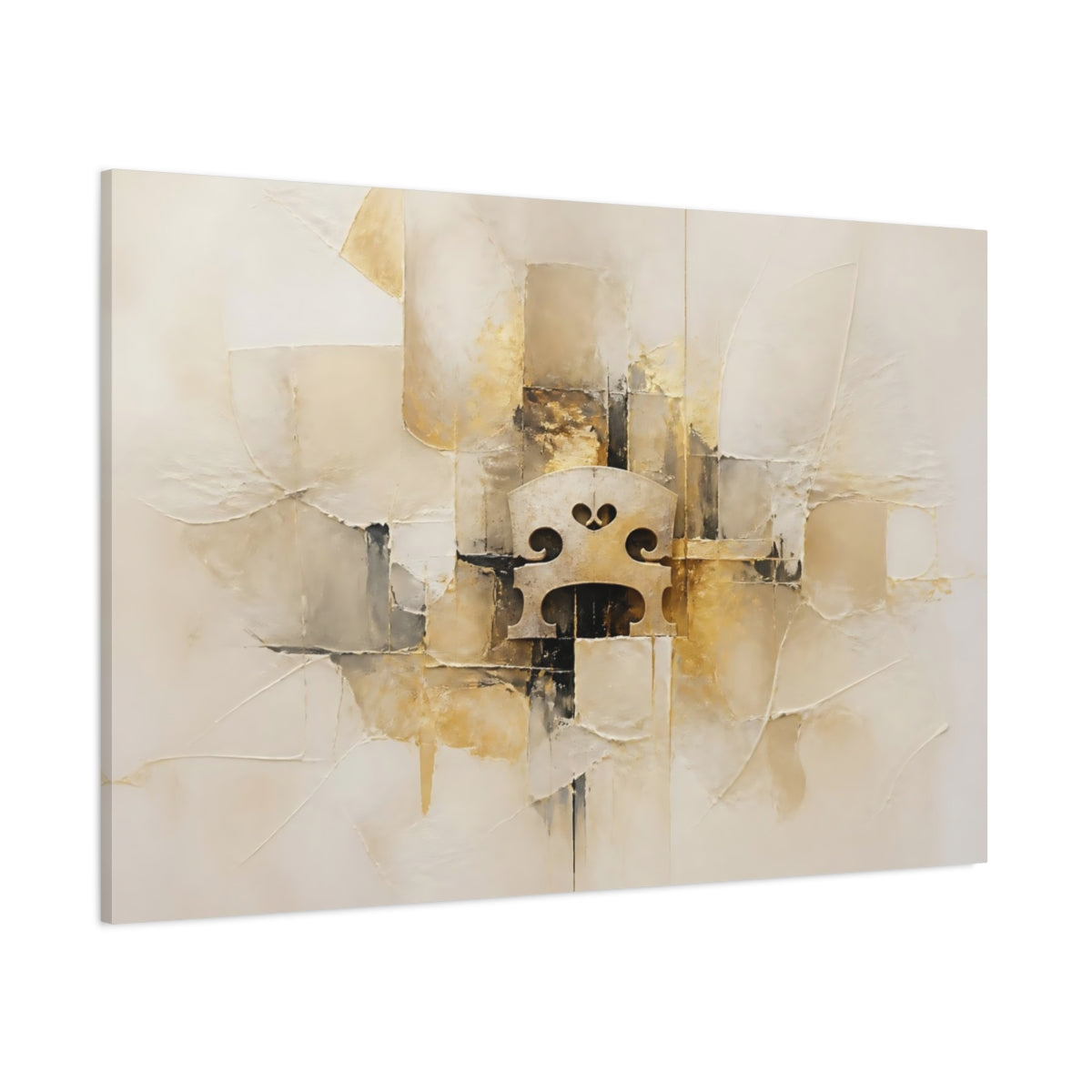 Side Mockup 1. Abstract Violin Bridge Gold Abstract shown as stretched canvas wall art