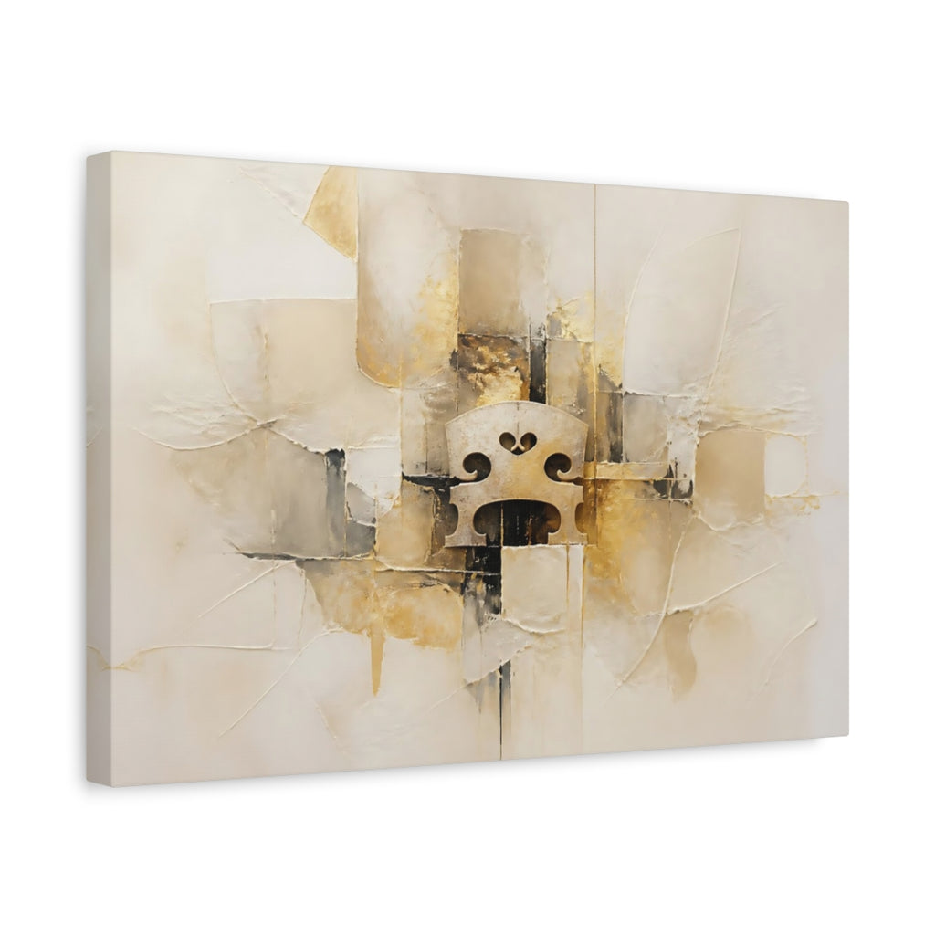 Side Mockup 4. Abstract Violin Bridge Gold Abstract shown as stretched canvas wall art