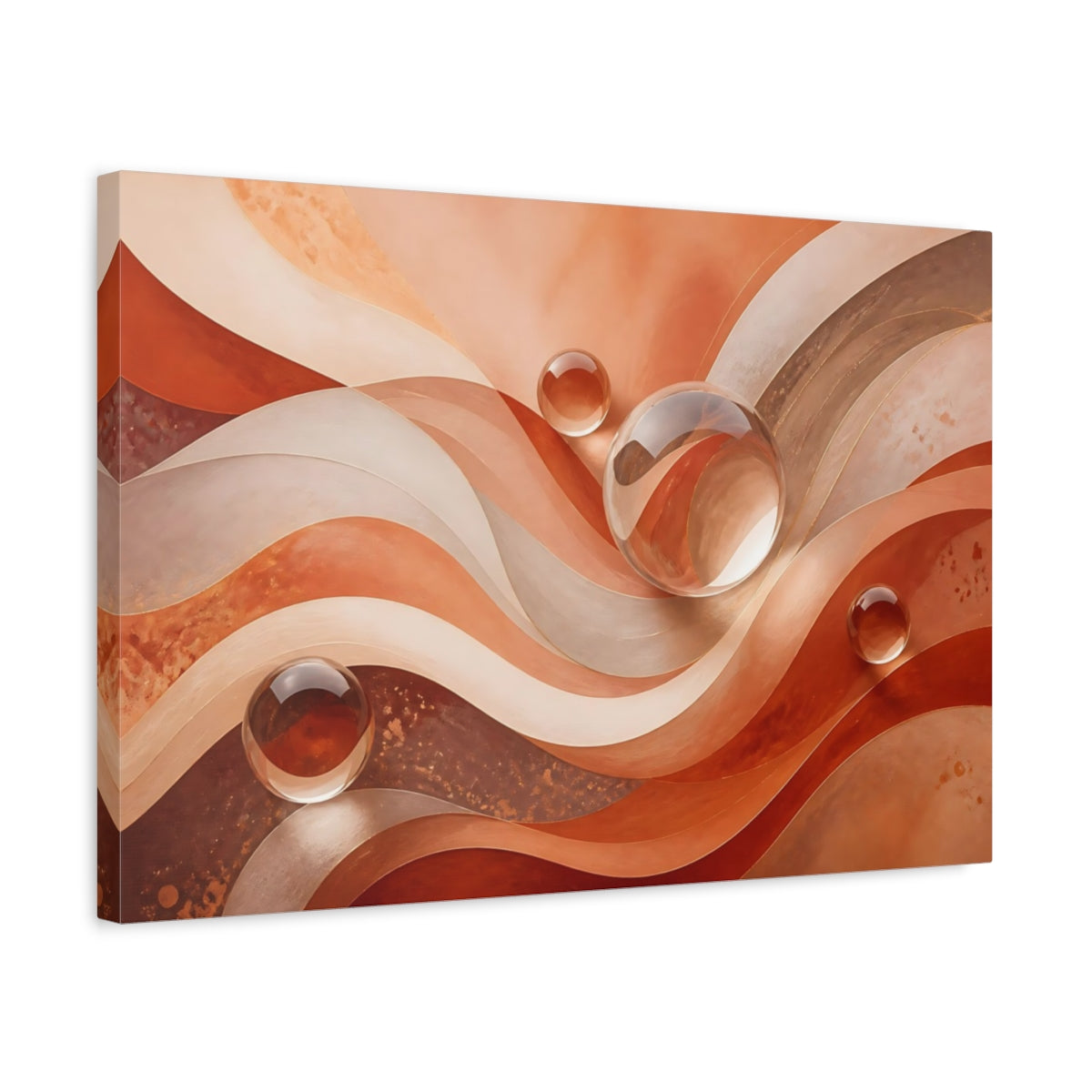Side Mockup 3. Abstract Abstract Waves Earthy Tones Waves shown as stretched canvas wall art