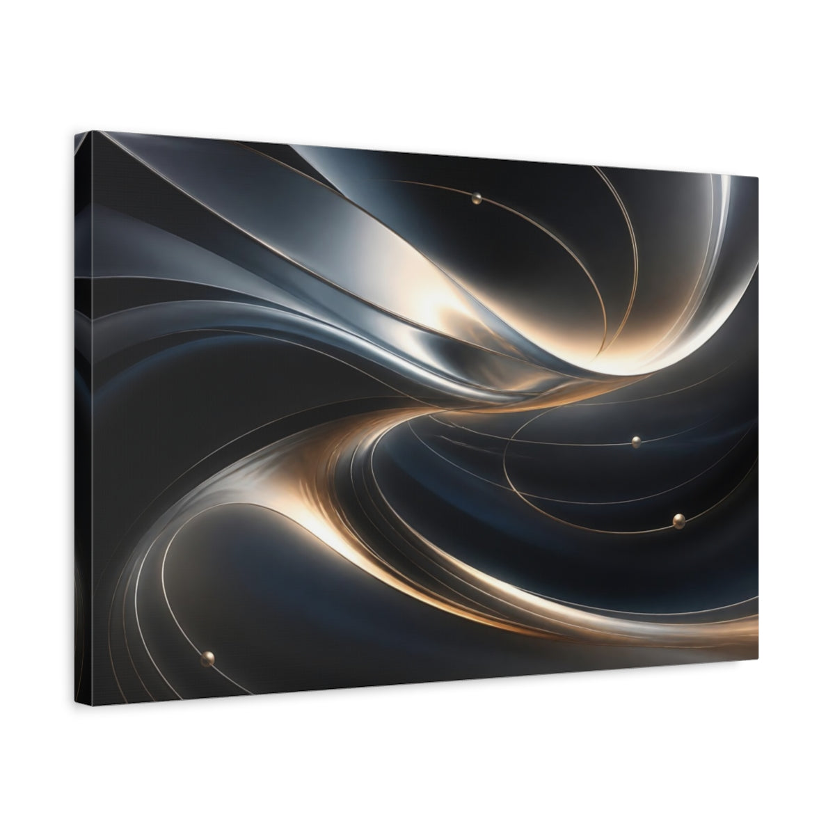 Side Mockup 3. Abstract Abstract Waves Metallic Wave Abstract shown as stretched canvas wall art