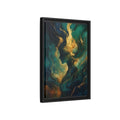 Side Mockup 6. Abstract Woman Profile Teal Gold Abstract shown as stretched canvas wall art