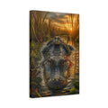 Side Mockup 4. Animals Alligators Alligator Sunset shown as stretched canvas wall art