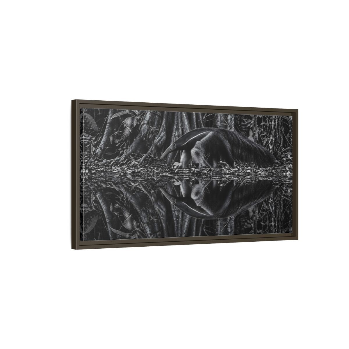 Main Mockup. Animals Anteater Black And White shown as stretched canvas wall art