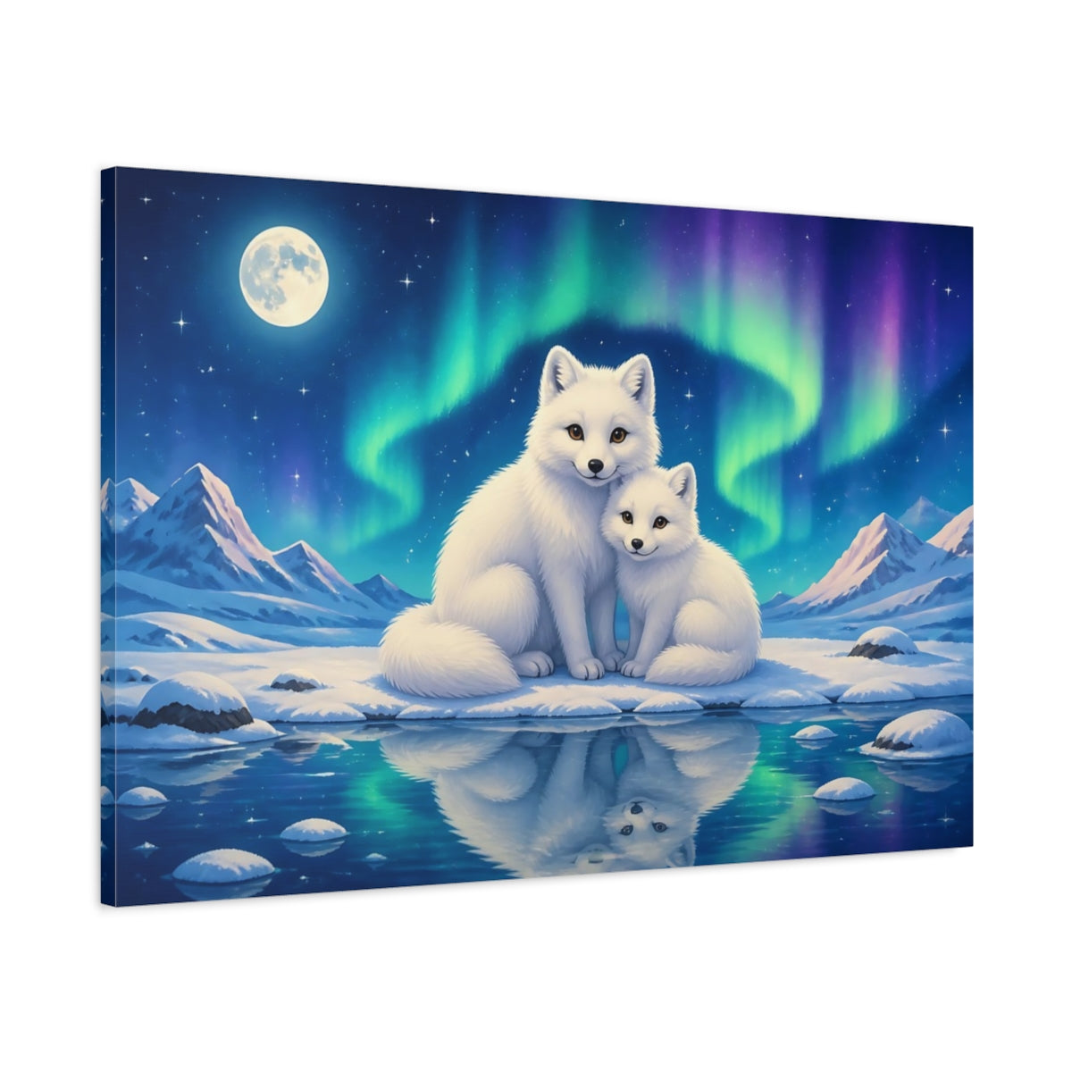 Main Mockup. Animals Arctic Foxes Arctic Fox Aurora shown as canvas print