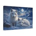 Side Mockup 4. Animals Arctic Foxes White And Blue shown as canvas print